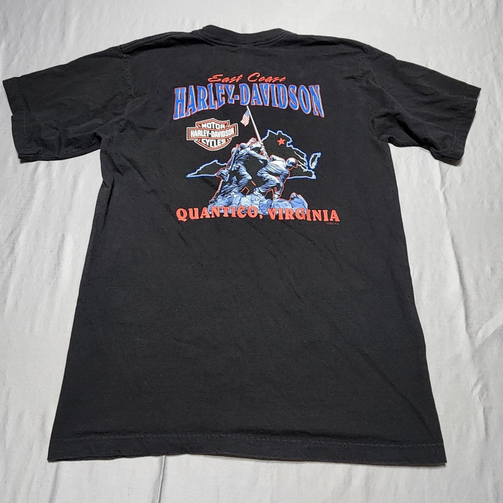 Harley Davidson T Shirt Mens L Black Freedom Eagle Quantico Virginia 2002 USA - Picture 2 of 8
